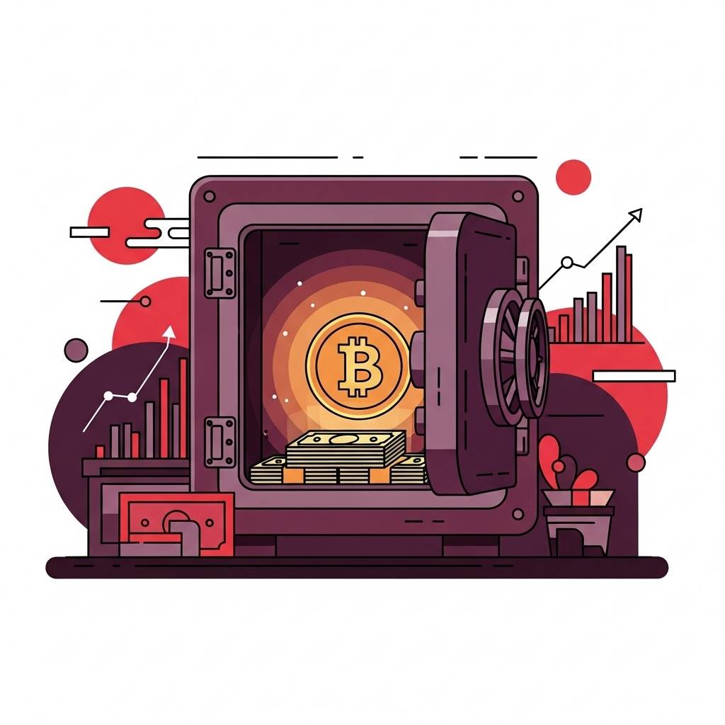 仮想通貨市場のチャートとビットコインのイメージ